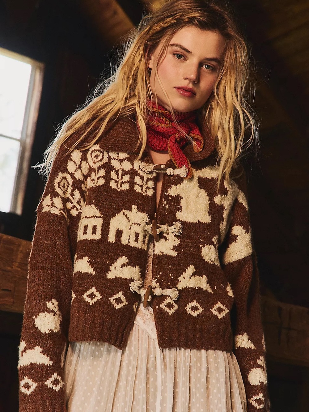 NWT FREE PEOPLE Home Sweet Home Cardi | Brown Topaz Combo MSRP $198 Size M